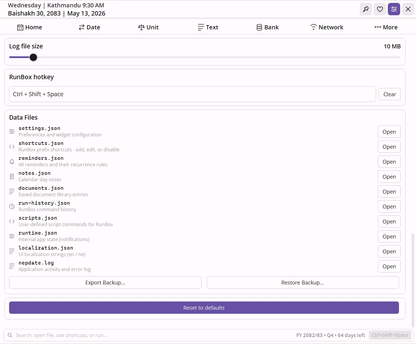 Data files for power users - JSON configs accessible from Settings