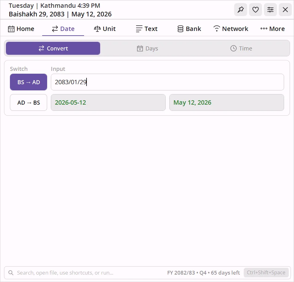 Nepali date converter - BS to AD and AD to BS